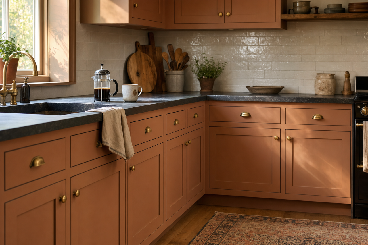Beachcomber by Benjamin Moore on cabinets