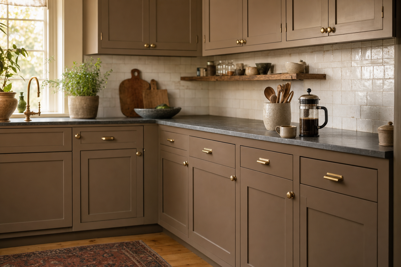Fallen Timber by Benjamin Moore on cabinets