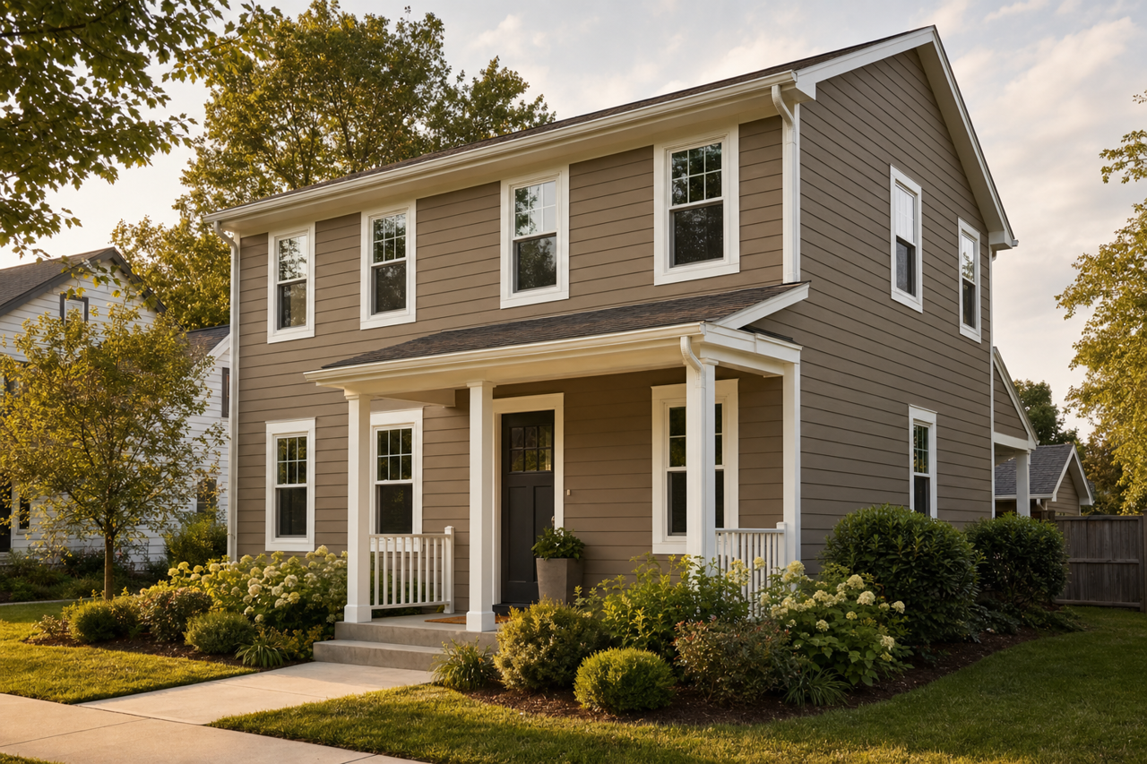 Rustic Taupe by Benjamin Moore on exterior