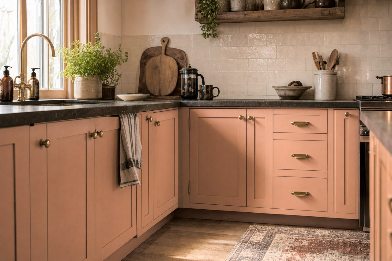 Colorado Clay by Benjamin Moore on cabinets