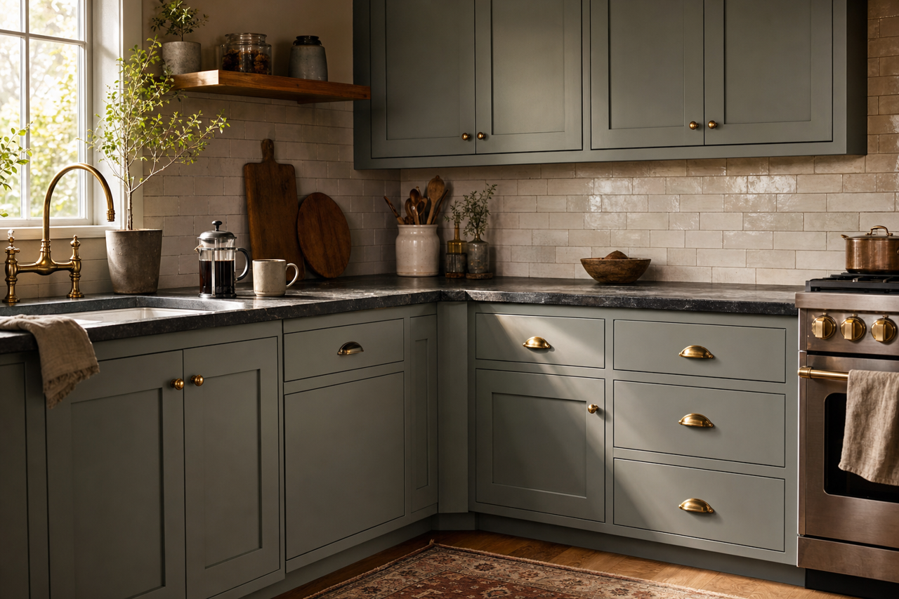 Smoky Mountain by Benjamin Moore on cabinets