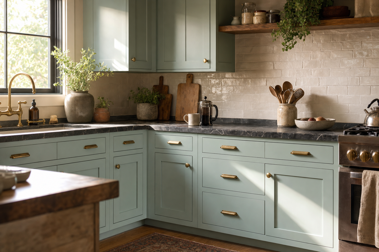 Homestead by Benjamin Moore on cabinets