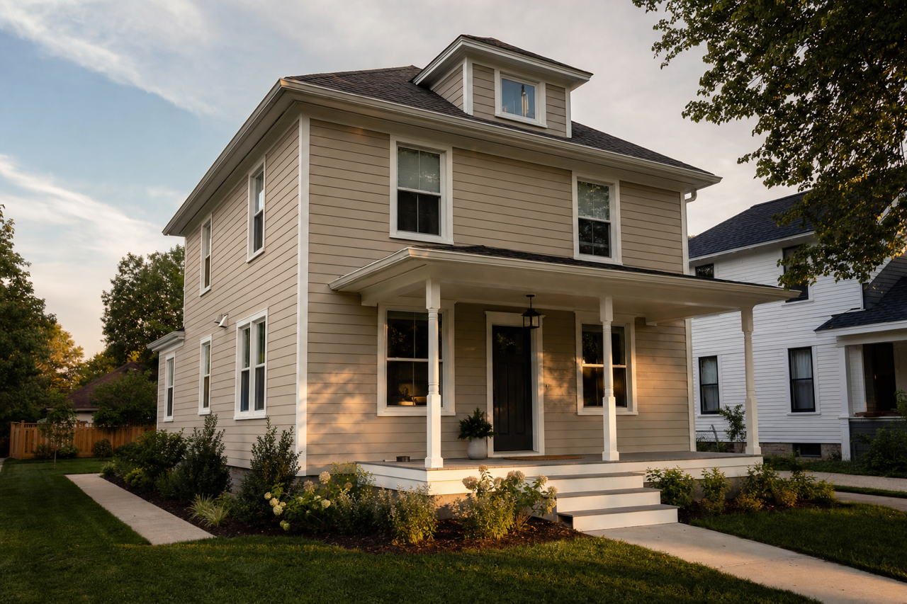 Berkshire Beige by Benjamin Moore on exterior