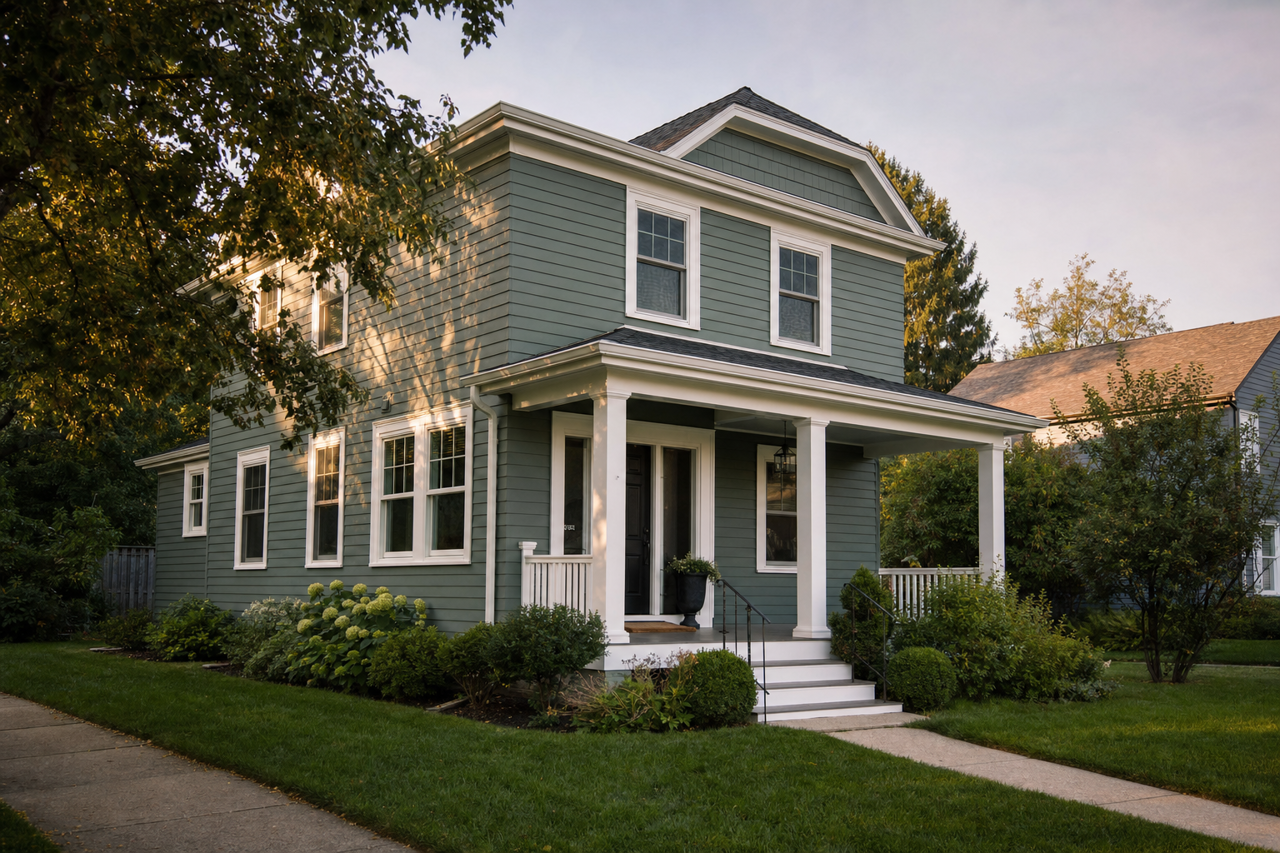 Silver Pine by Benjamin Moore on exterior