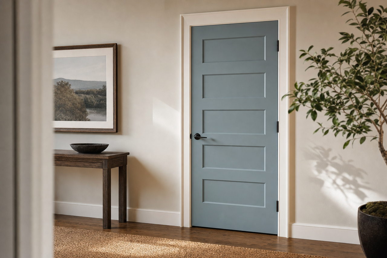 James River Gray by Benjamin Moore on interior-doors
