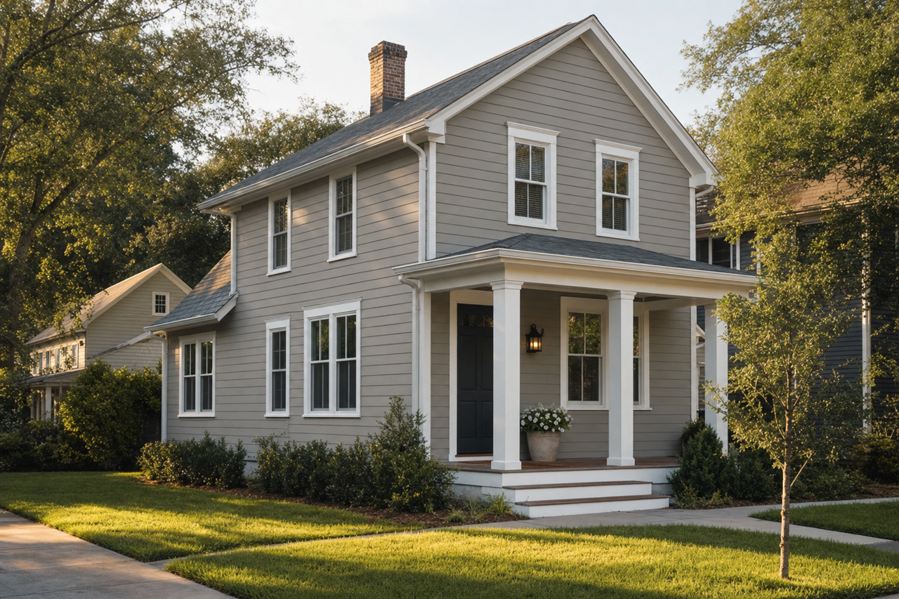 Galveston Gray by Benjamin Moore on exterior