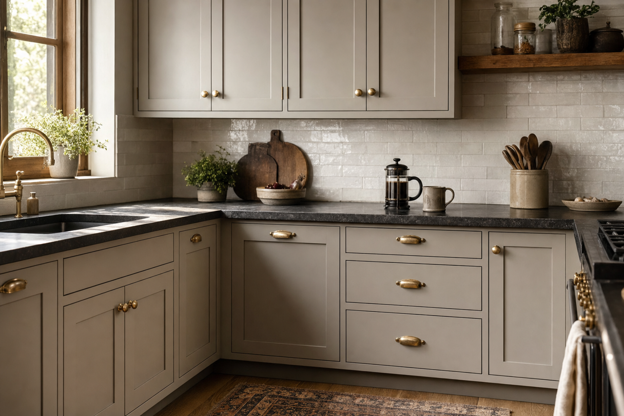 Winter by Benjamin Moore on cabinets