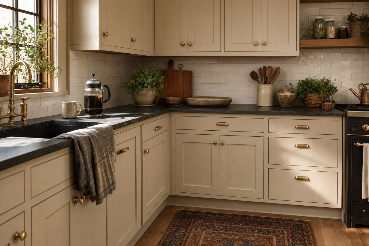 Valley by Benjamin Moore on cabinets