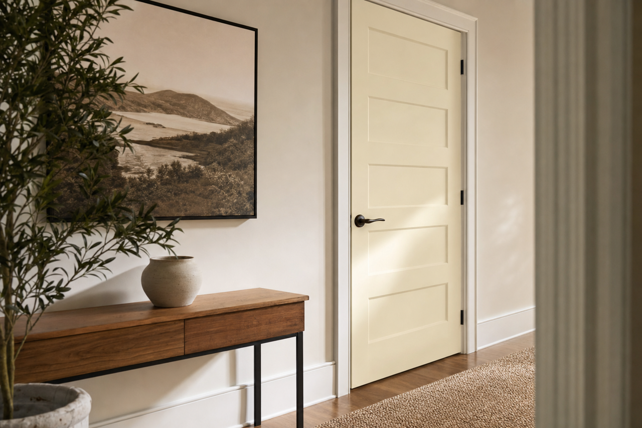 Glacier White by Benjamin Moore on interior-doors