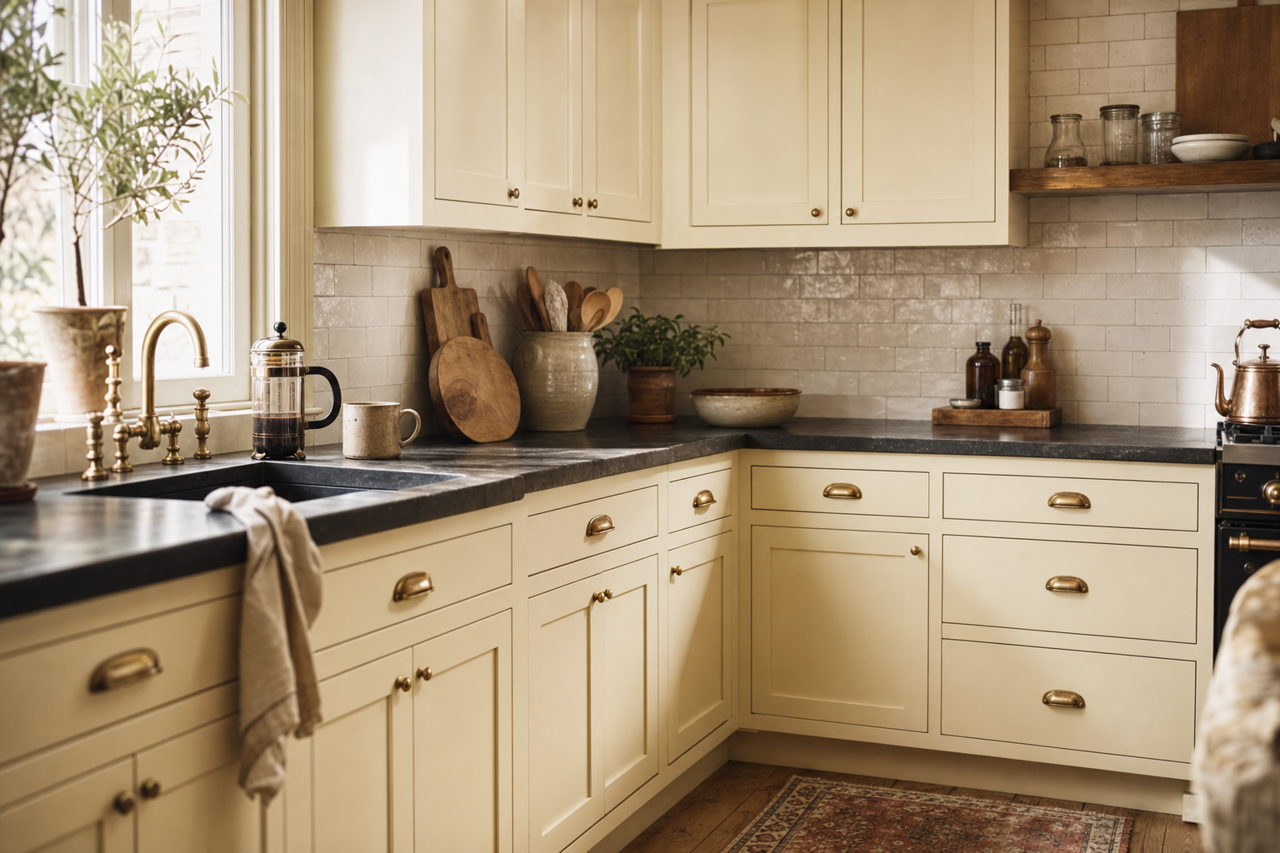 Grand Teton White by Benjamin Moore on cabinets