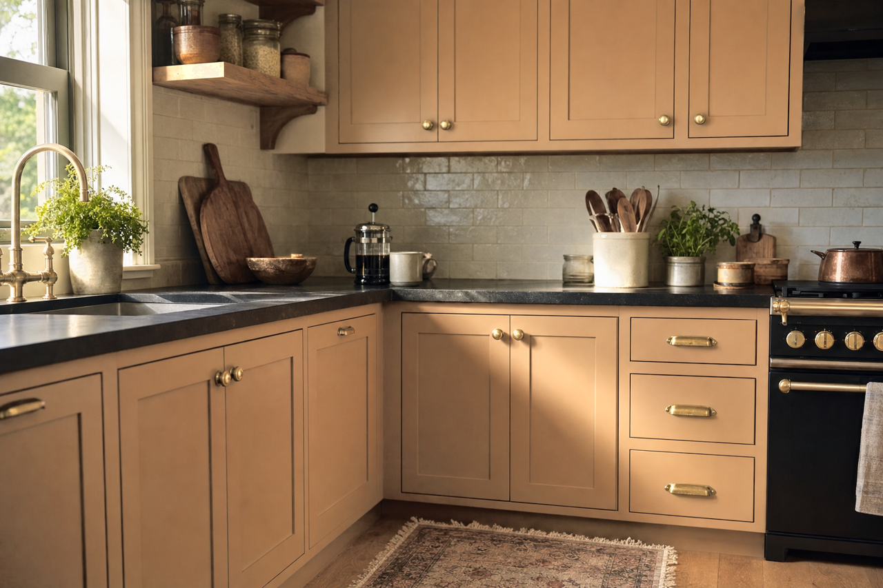 Nugget by Benjamin Moore on cabinets