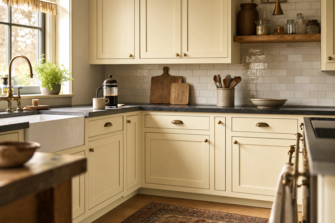 Steam by Benjamin Moore on cabinets