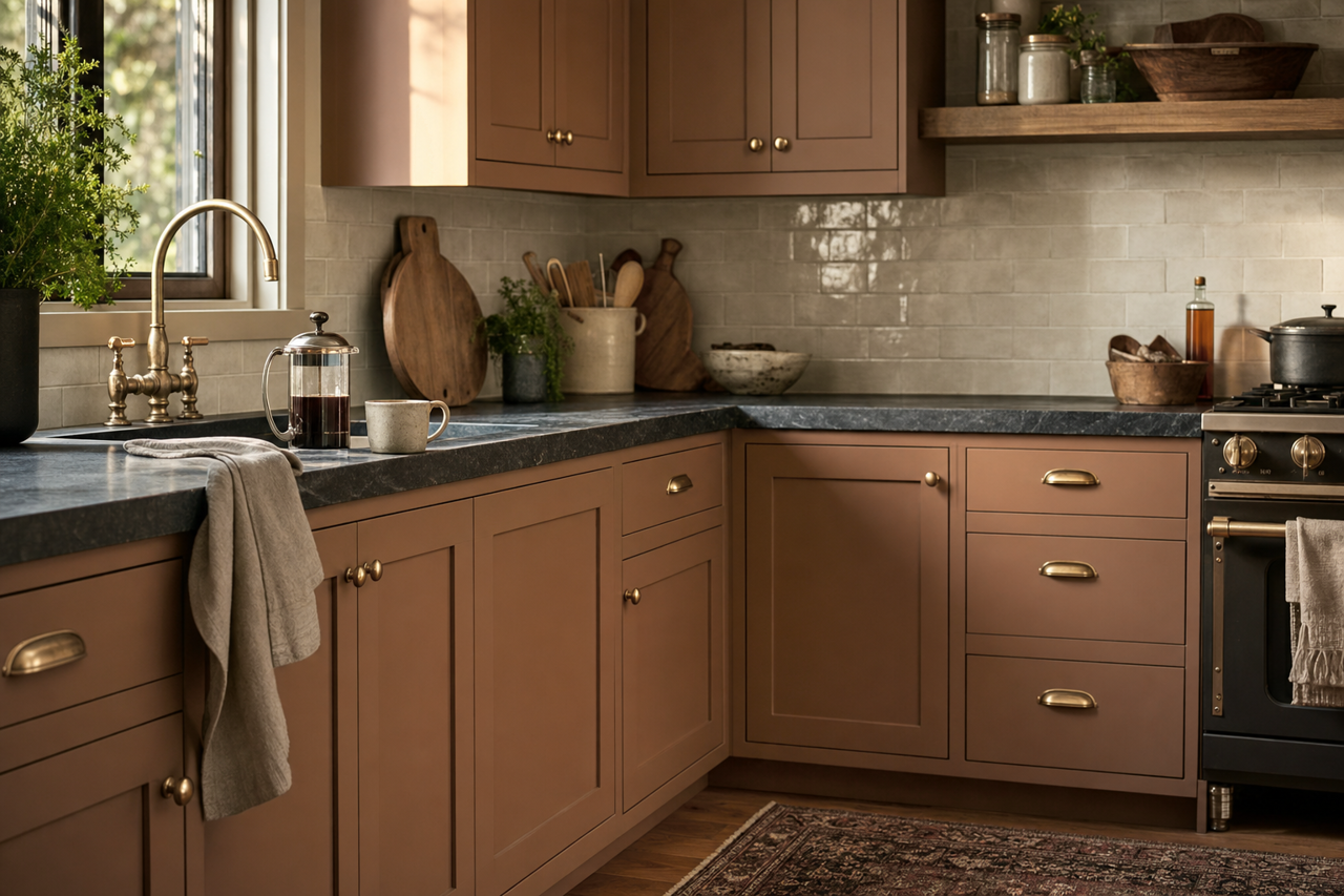 Kona by Benjamin Moore on cabinets