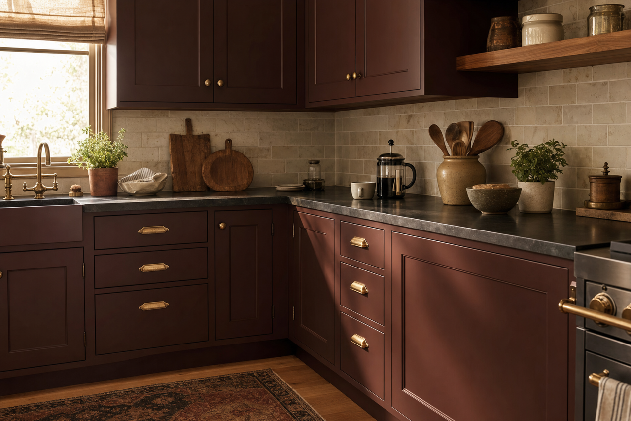 Wenge by Benjamin Moore on cabinets
