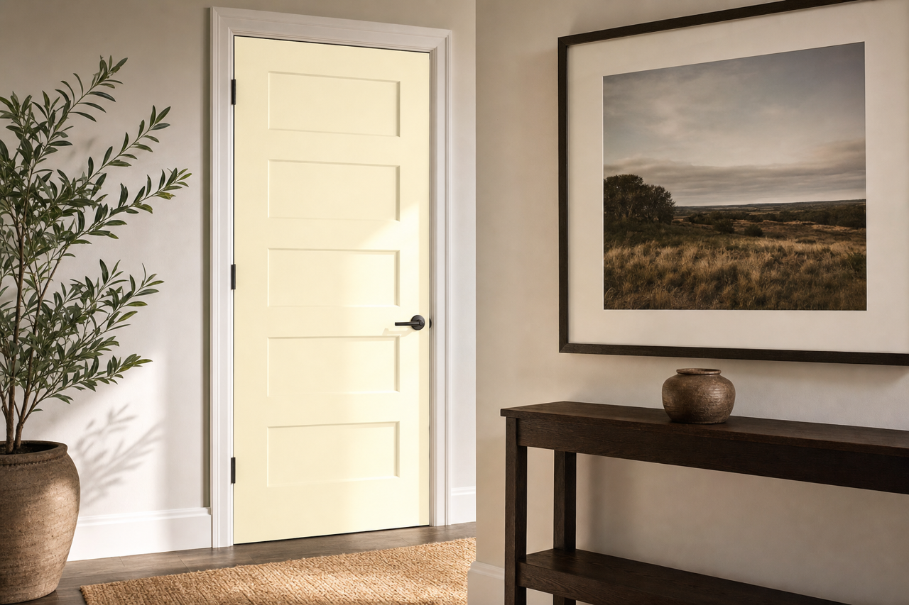 Mascarpone by Benjamin Moore on interior-doors