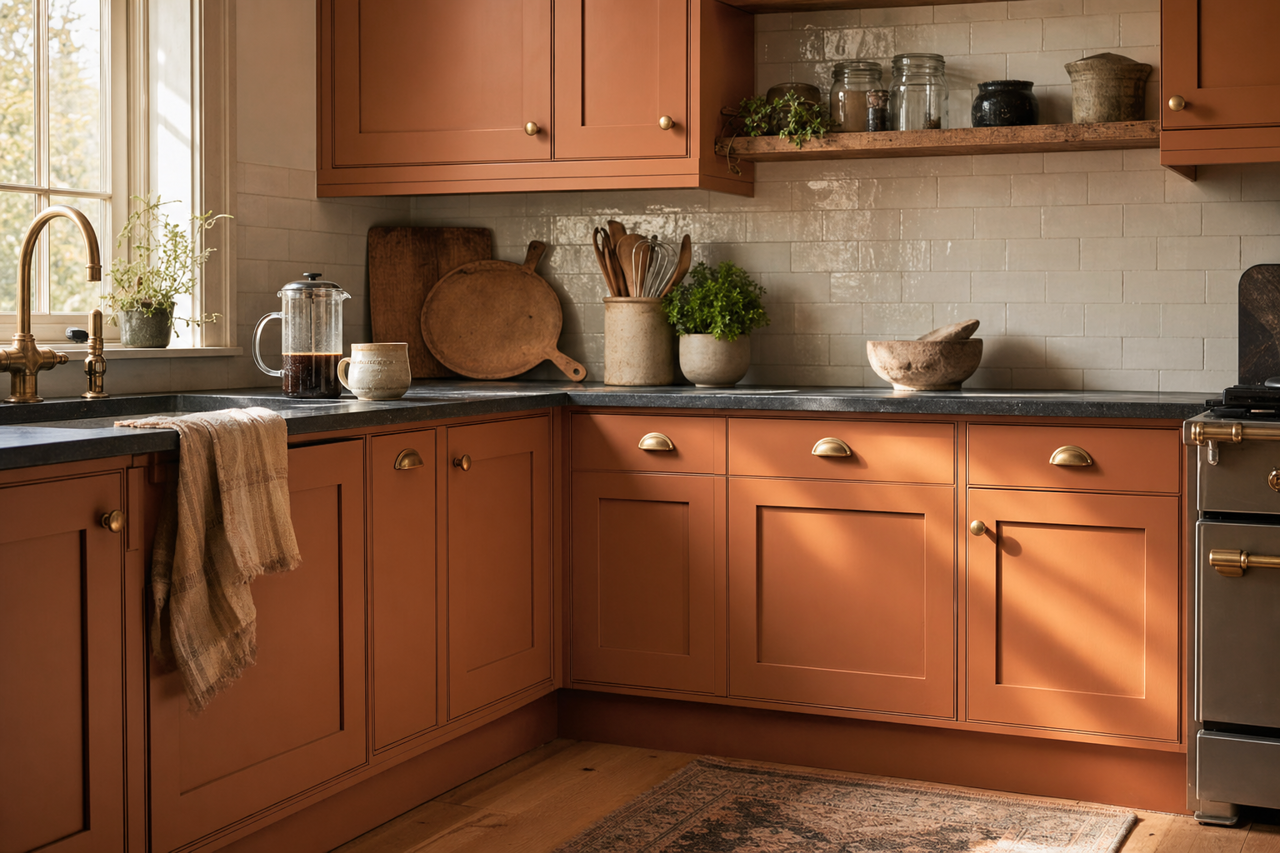 Warmed by Benjamin Moore on cabinets