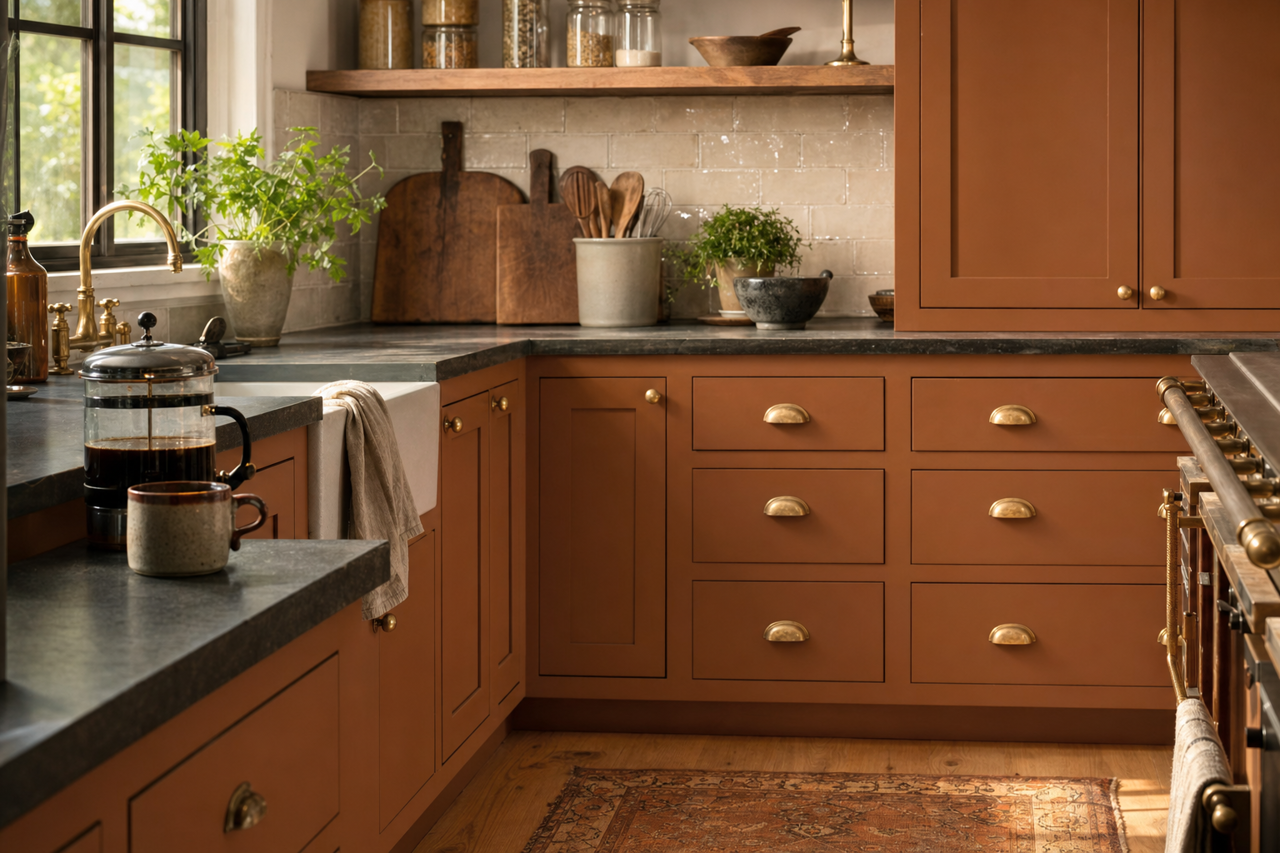 Satchel by Benjamin Moore on cabinets