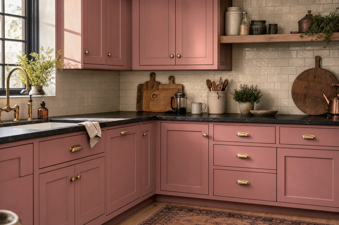 Tea by Benjamin Moore on cabinets