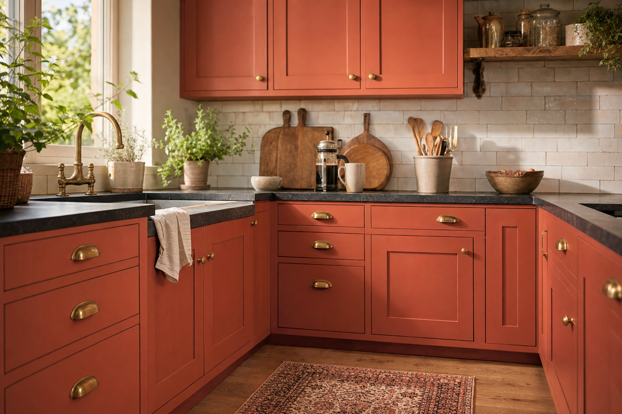Salsa by Benjamin Moore on cabinets