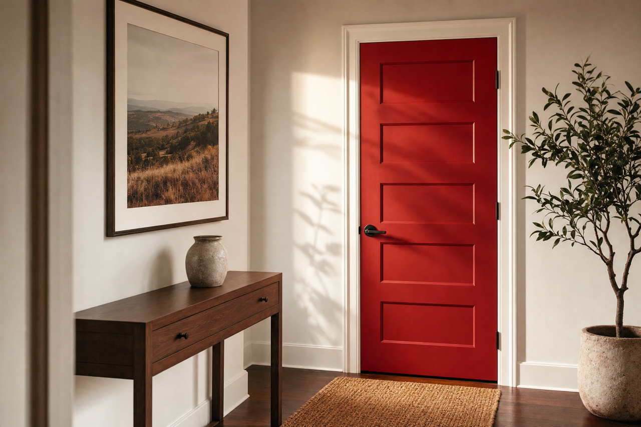 Caliente by Benjamin Moore on interior-doors