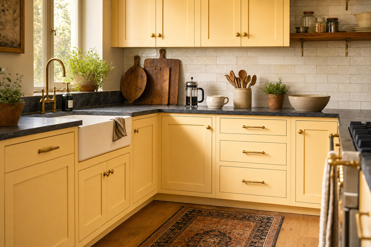 Ylang by Benjamin Moore on cabinets