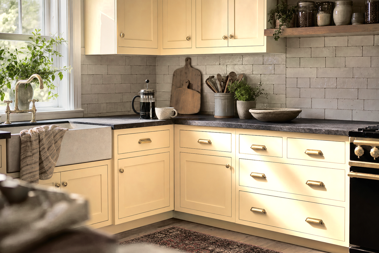 Jicama by Benjamin Moore on cabinets