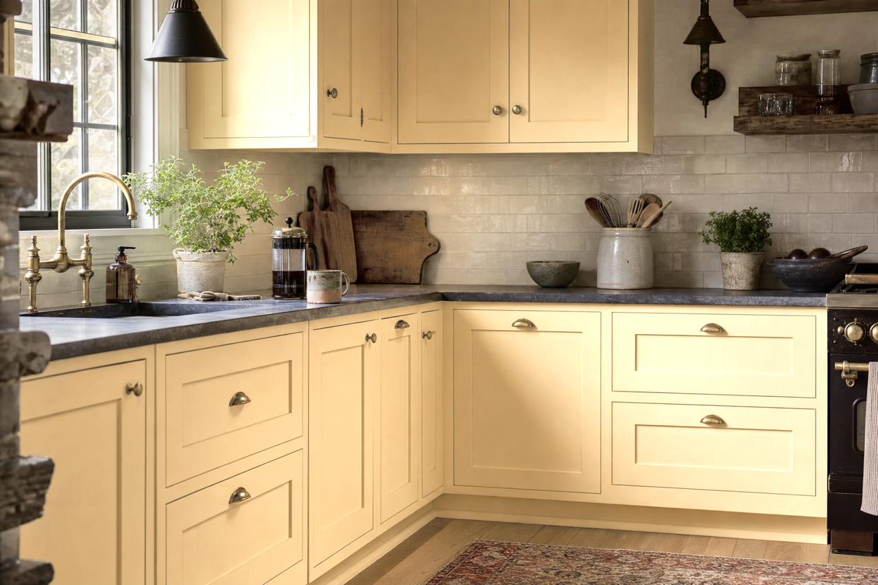Safari by Benjamin Moore on cabinets
