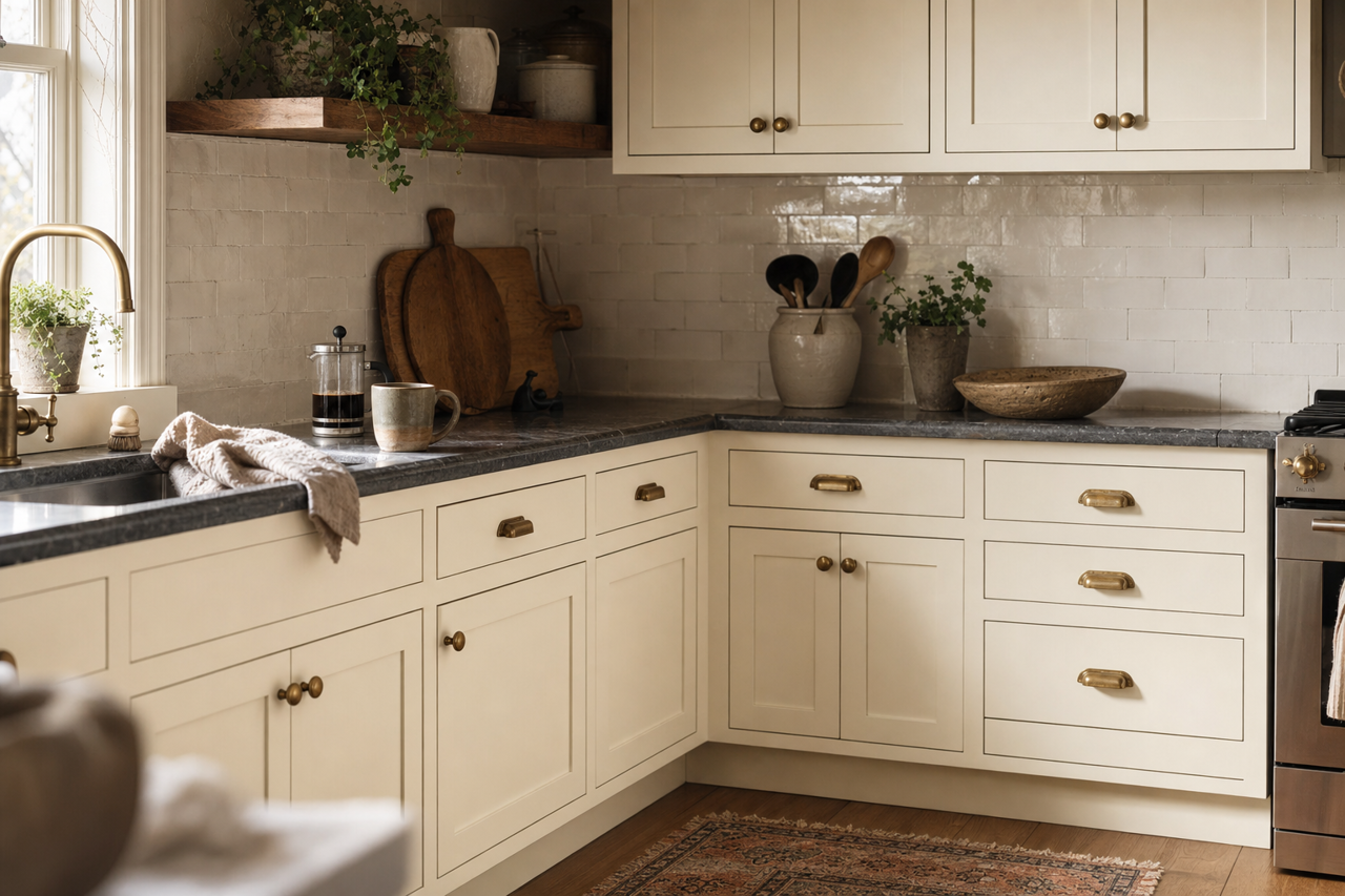Vapor by Benjamin Moore on cabinets