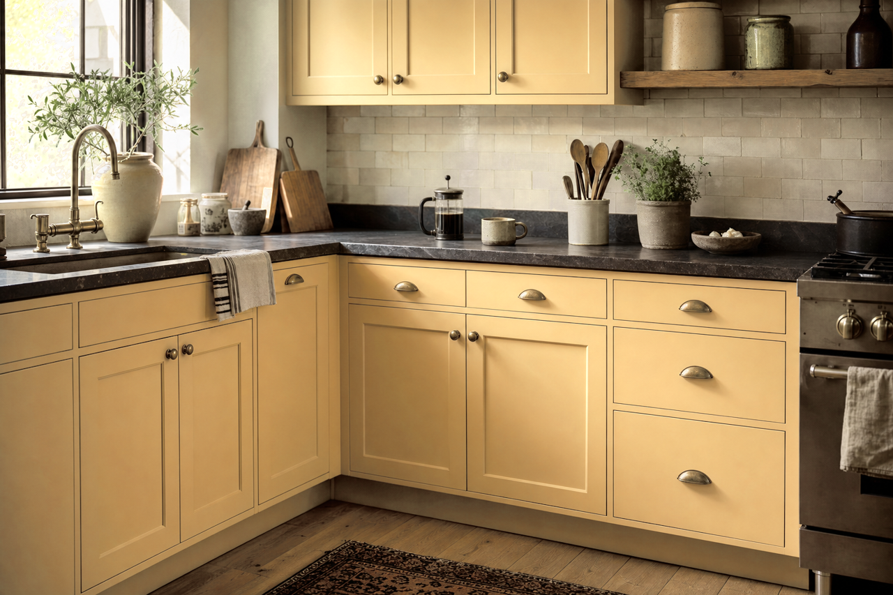 Amulet by Benjamin Moore on cabinets