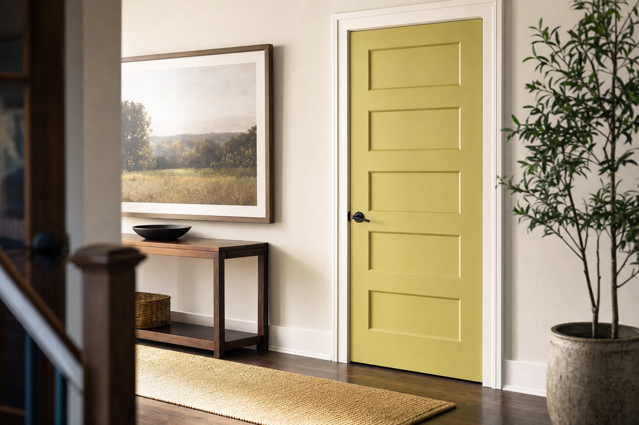 Wasabi by Benjamin Moore on interior-doors