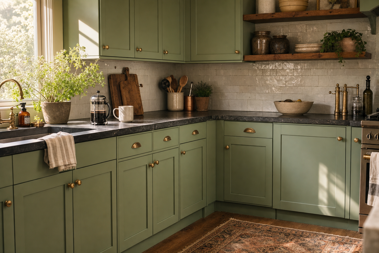 Seedling by Benjamin Moore on cabinets