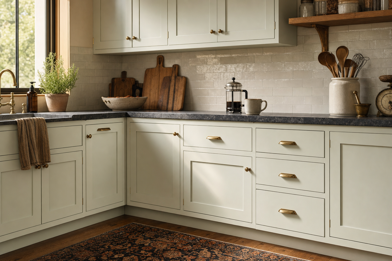 Frostine by Benjamin Moore on cabinets