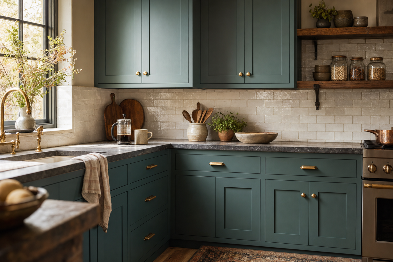 Dragonfly by Benjamin Moore on cabinets