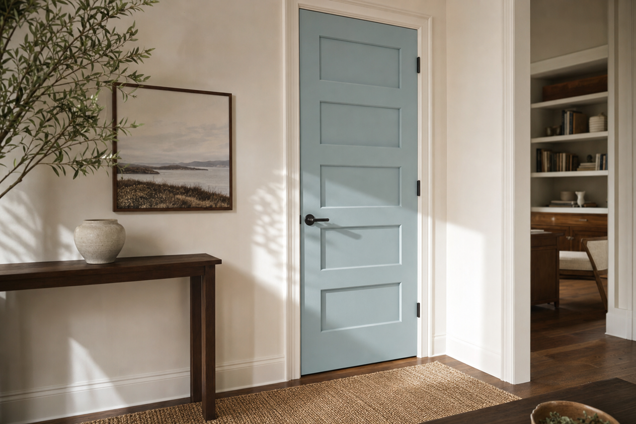 Exhale by Benjamin Moore on interior-doors