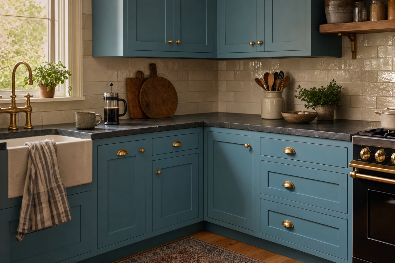 Fiji by Benjamin Moore on cabinets