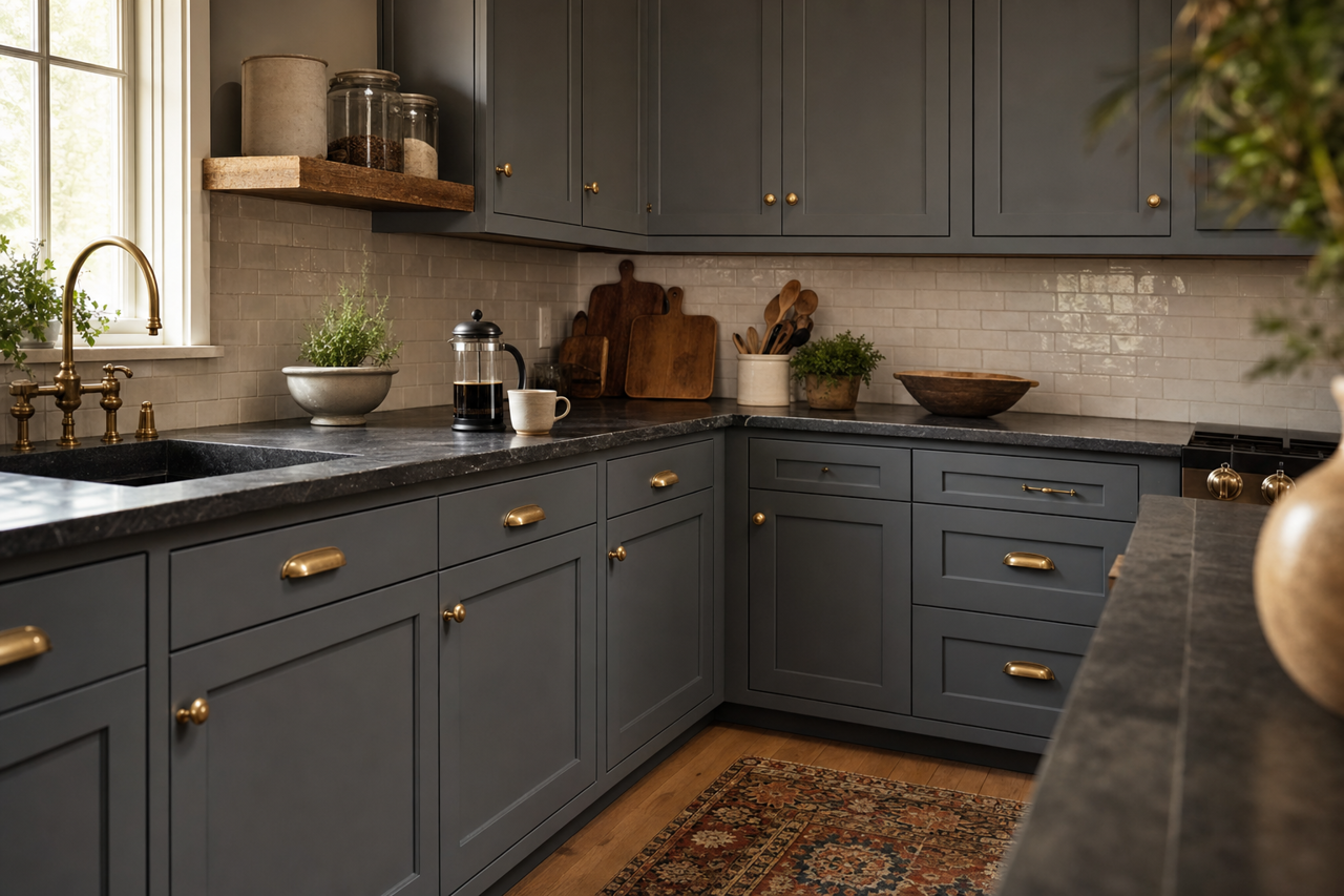 Flint by Benjamin Moore on cabinets