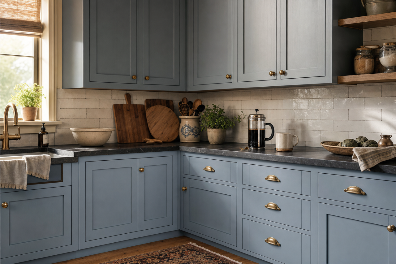 Coastline by Benjamin Moore on cabinets