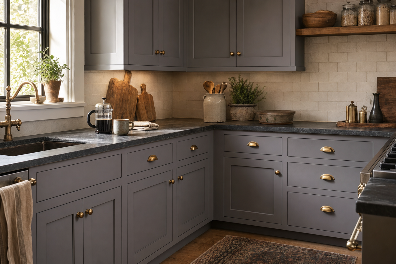 Tempest by Benjamin Moore on cabinets