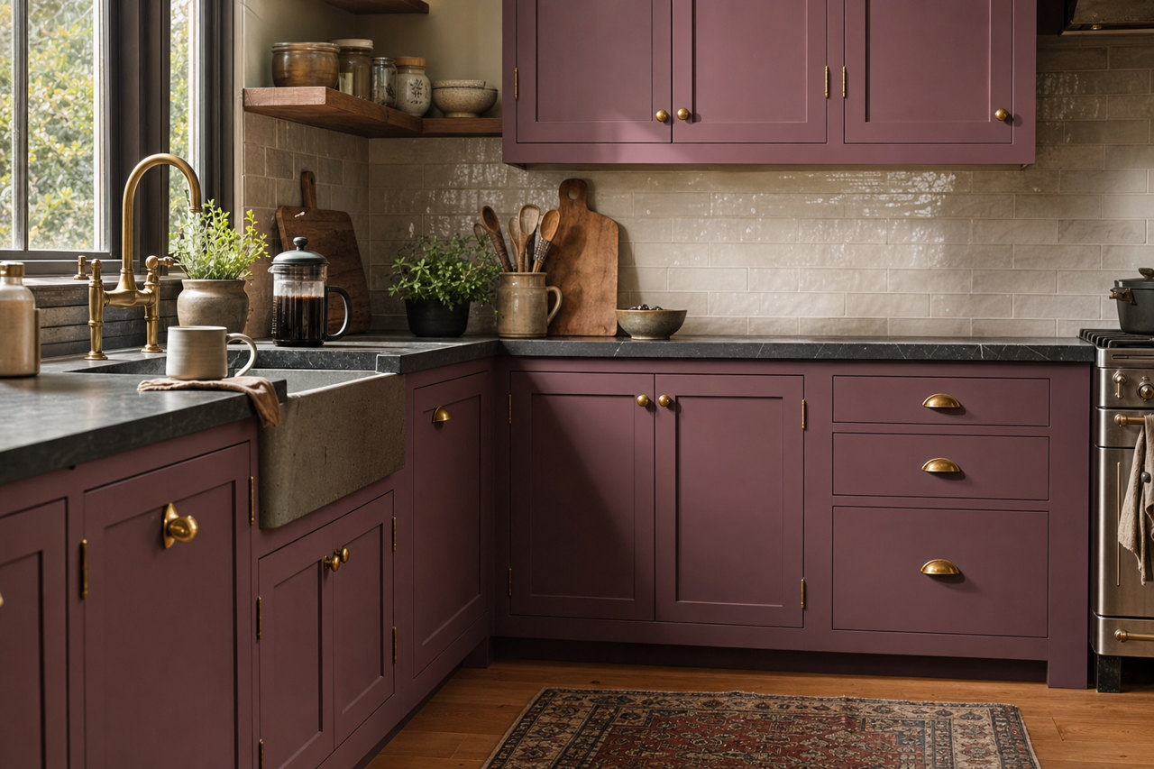 Kalamata by Benjamin Moore on cabinets