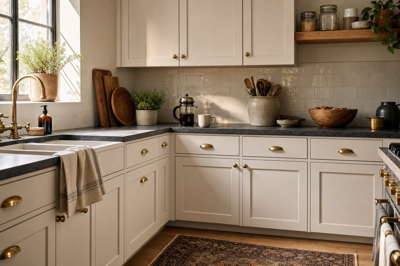 Angelica by Benjamin Moore on cabinets