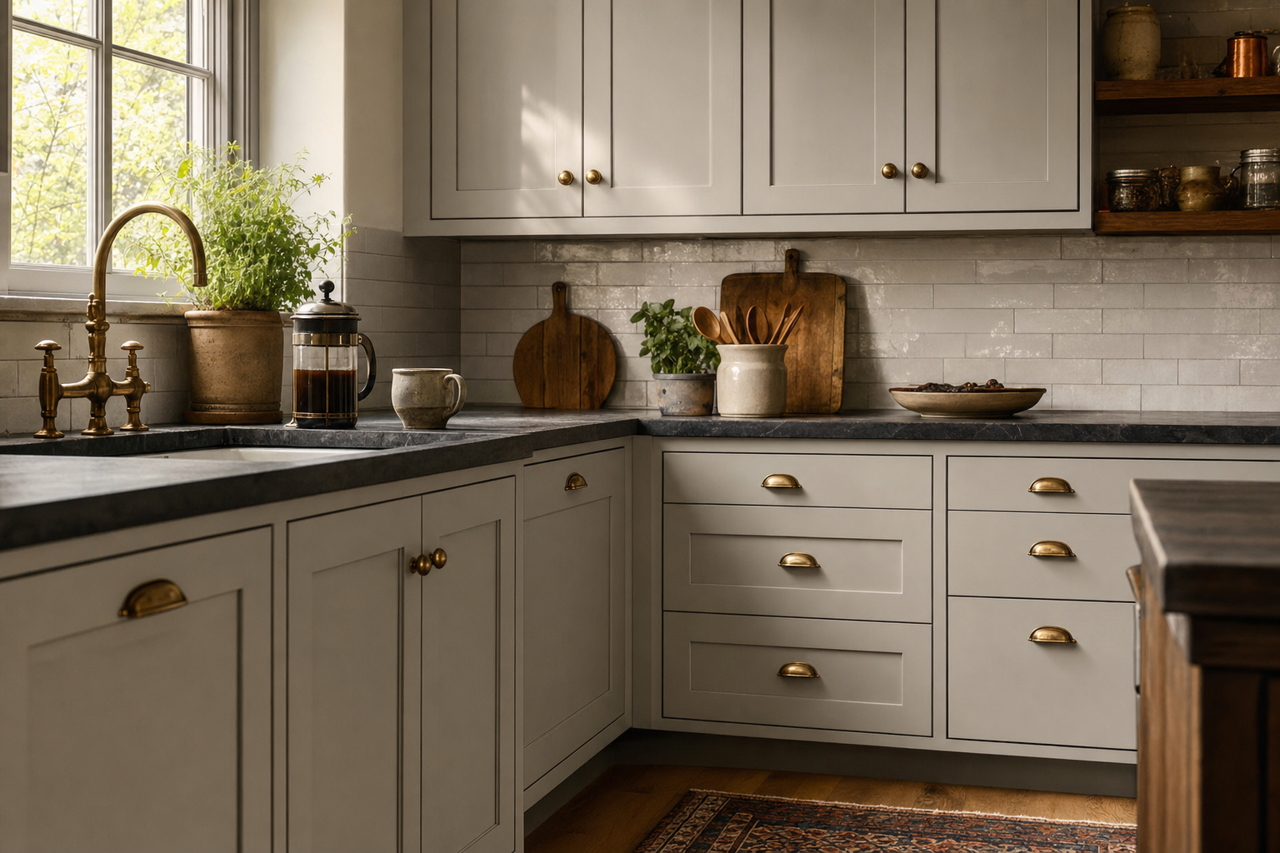 Nightingale by Benjamin Moore on cabinets