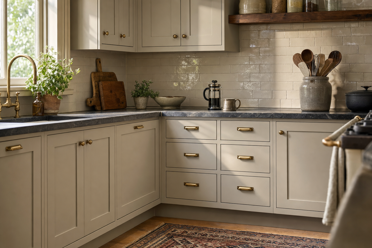 Thunder by Benjamin Moore on cabinets