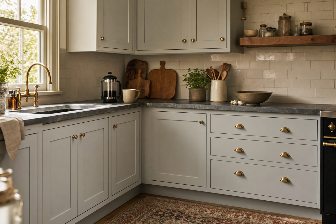 Metropolitan by Benjamin Moore on cabinets