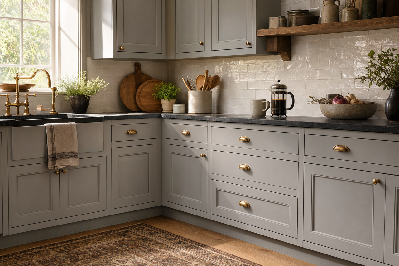 Storm by Benjamin Moore on cabinets