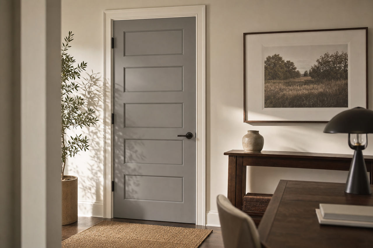 Cinder by Benjamin Moore on interior-doors