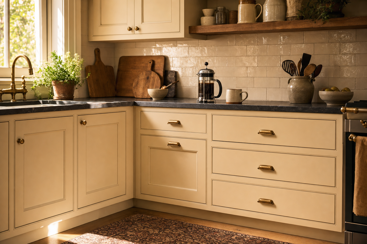 Hush by Benjamin Moore on cabinets