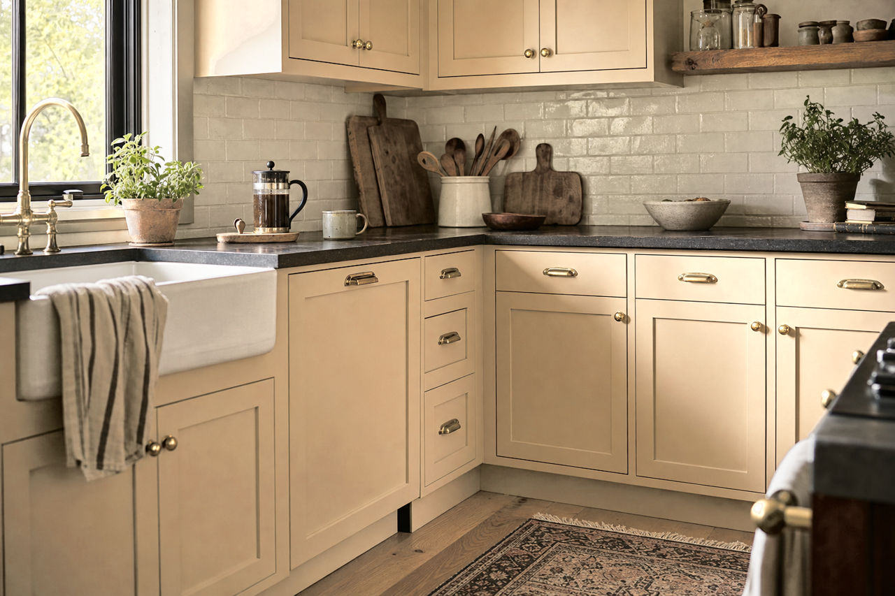 Stone by Benjamin Moore on cabinets