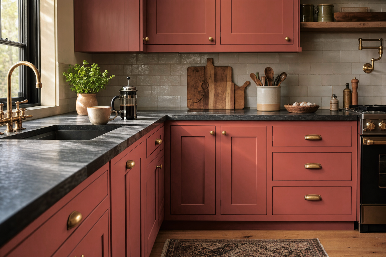 Covered by Benjamin Moore on cabinets