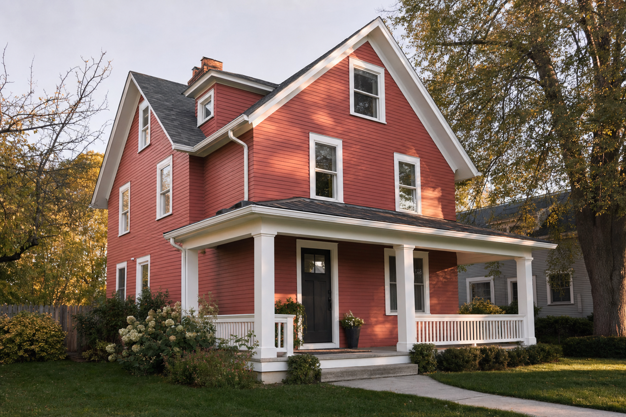 Covered by Benjamin Moore on exterior