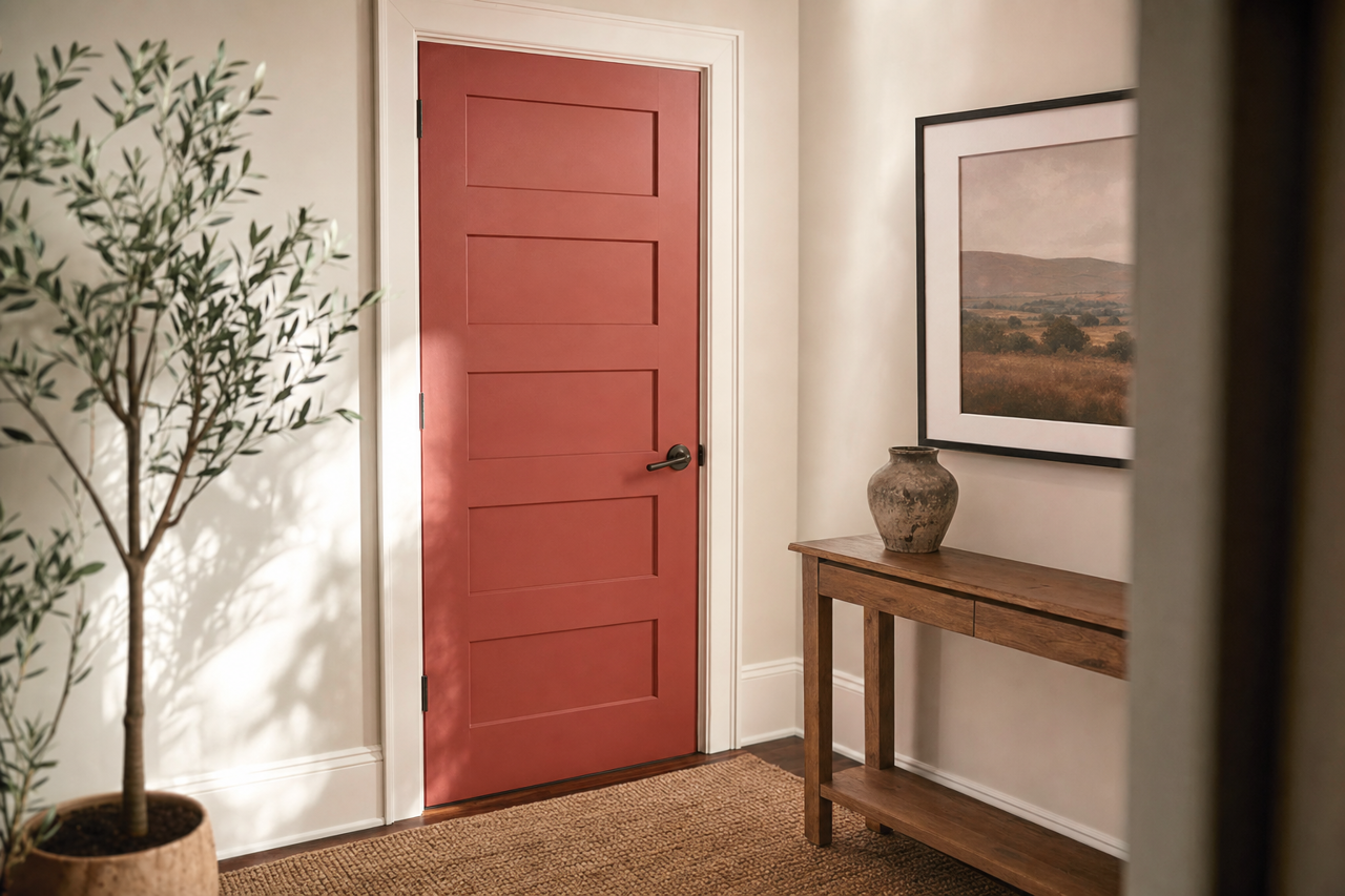 Covered by Benjamin Moore on interior-doors